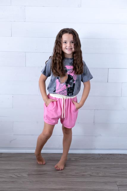 Girls Star Go Football Graphic Tee Grey
