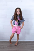 Girls Star Go Football Graphic Tee Grey