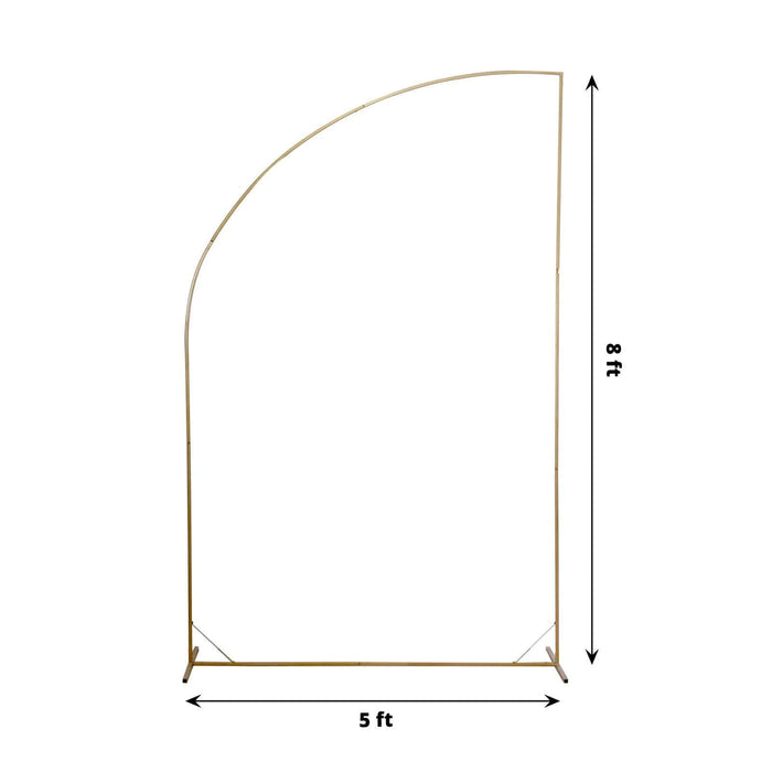 Gold arch backdrop stand, 5 ft wide and 8 ft tall for events and photography.
