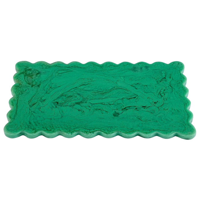 Green textured rectangular object on a white background