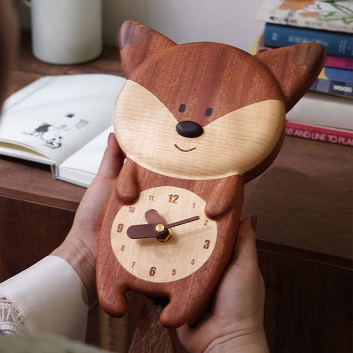 Handmade Fox Wooden Wall Clock