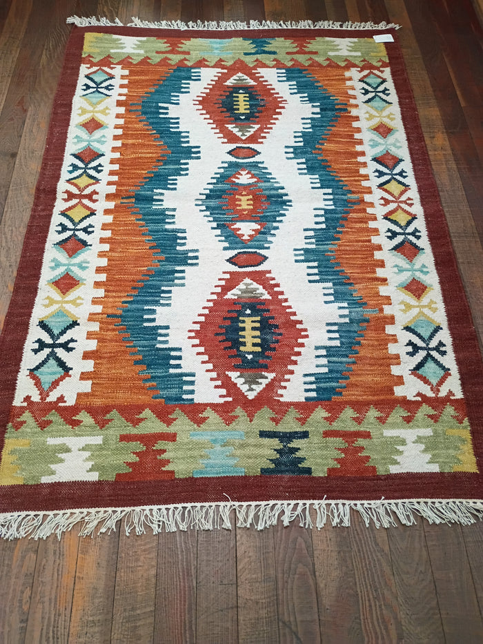 Handwoven Wool Rug; 4'x6'; W4x6-6