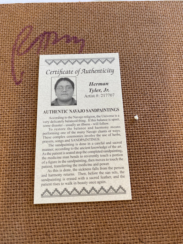 Herman Tyler Jr.; Authentic Navajo Sandpainting;  8” x 8”; SP88-2H