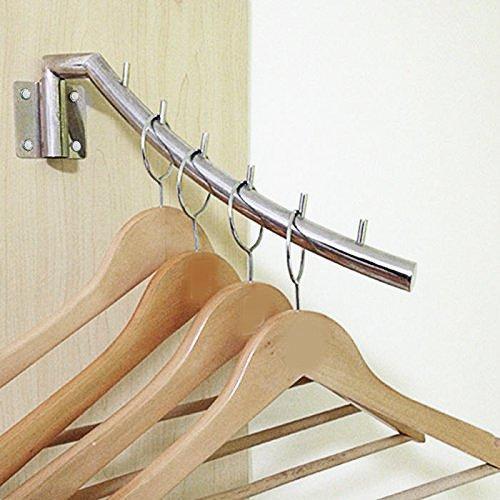 IMEEA Closet Hanger Space Saver Swing Arm Wall-Mounted SUS304 Brushed Stainless Steel with 6 Hooks 12.6inch (2-Set)
