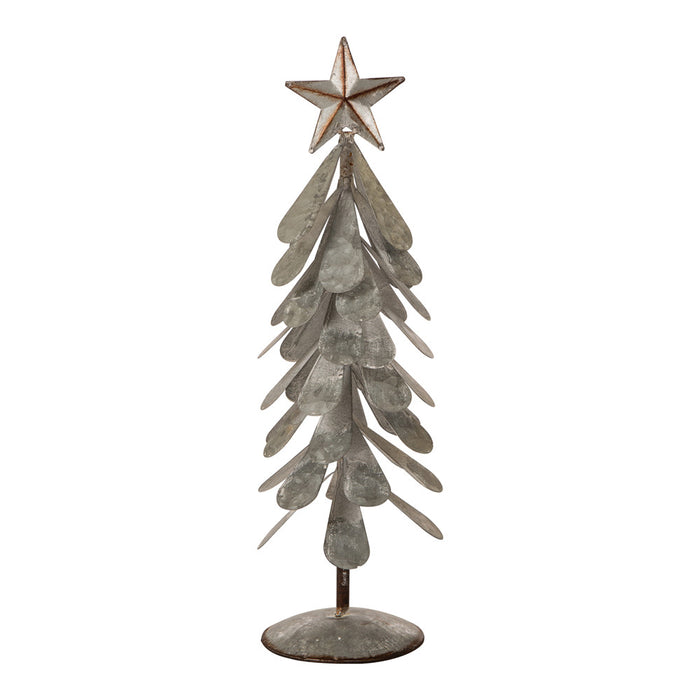 Iron Galvanized Christmas Tree Table Decor, 18"H