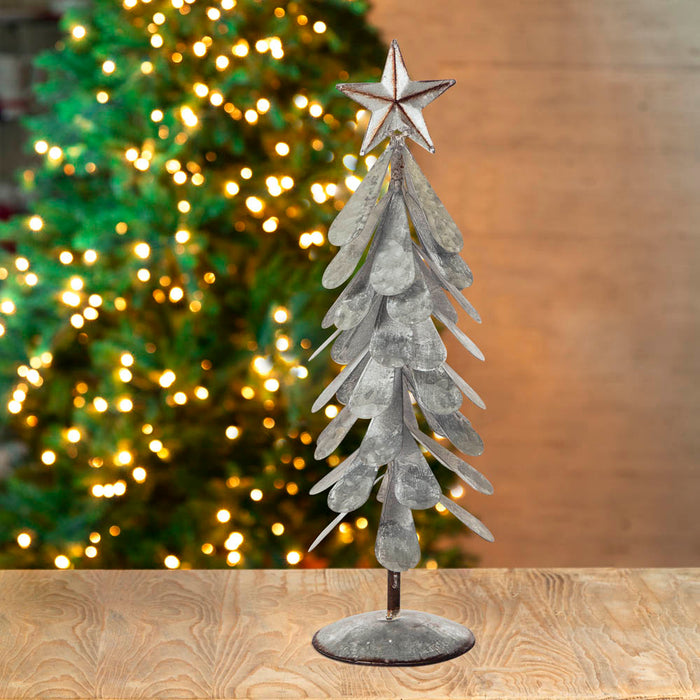 Iron Galvanized Christmas Tree Table Decor, 18"H
