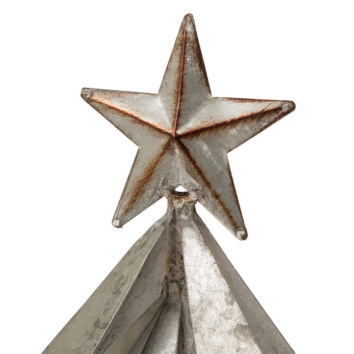 Iron Galvanized Christmas Tree Table Decor, 18"H