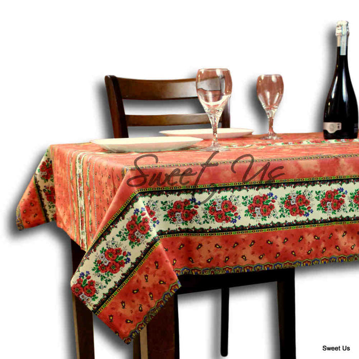 Wipeable Tablecloth Square French Provencal Acrylic Coated Cotton Floral Yellow - Sweet Us