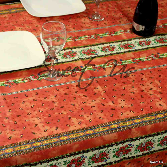 Wipeable Tablecloth Square French Provencal Acrylic Coated Cotton Floral Yellow - Sweet Us