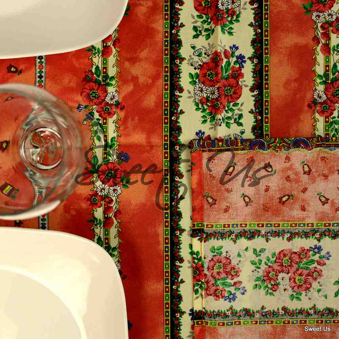 Wipeable Tablecloth Square French Provencal Acrylic Coated Cotton Floral Yellow - Sweet Us