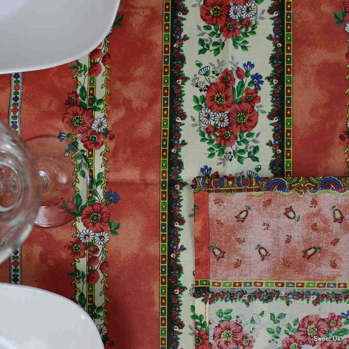 Wipeable Tablecloth Square French Provencal Acrylic Coated Cotton Floral Yellow - Sweet Us