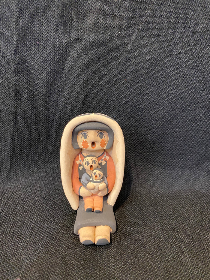 Jemez Handmade Storyteller Mother and 2 Children; Artist Chrislyn Fragua; Approx. 4”H X 2.5”W; ST1-1