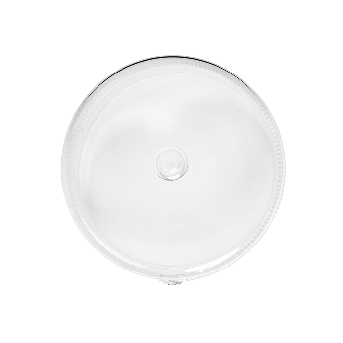 Clear plastic lid on a white background