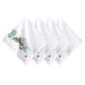 Set of white napkins with Christmas village designs