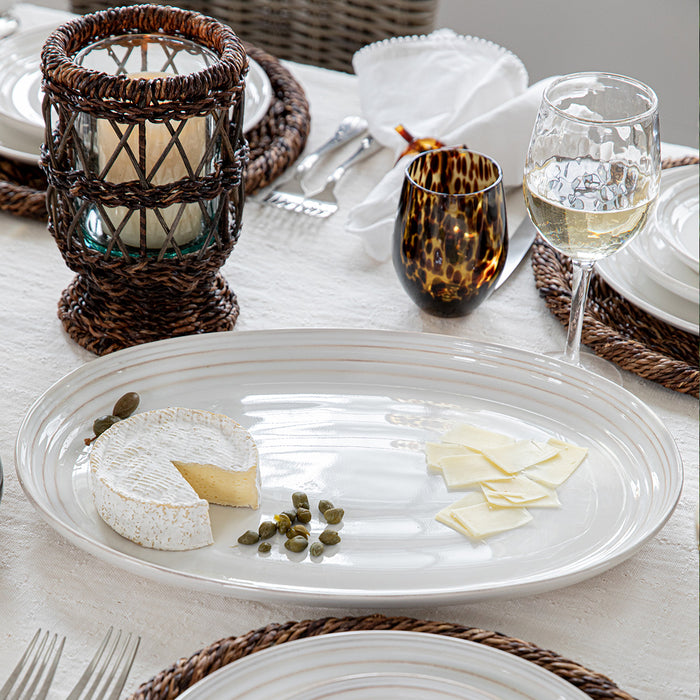 Juliska Bilbao Whitewash Platter, 17" with charcuterie spread