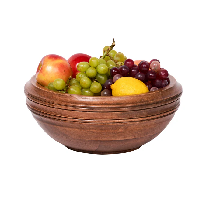 Wooden bowl filled with fruits