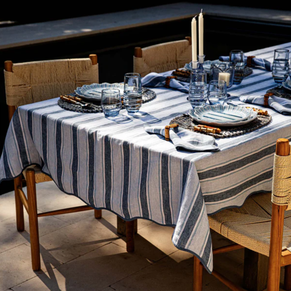 Juliska Cabana Stripe Ocean Tablecloth