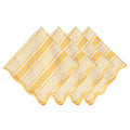 Set of three yellow and white striped napkins with wavy borders