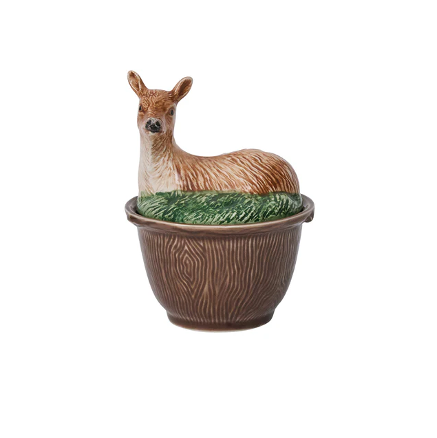 ceramic bowl with a deer shaped lid