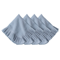 Set of four blue ruffled napkins