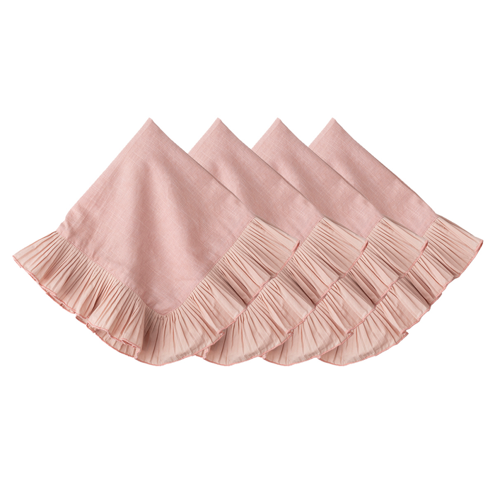 Set of four pink ruffled napkins