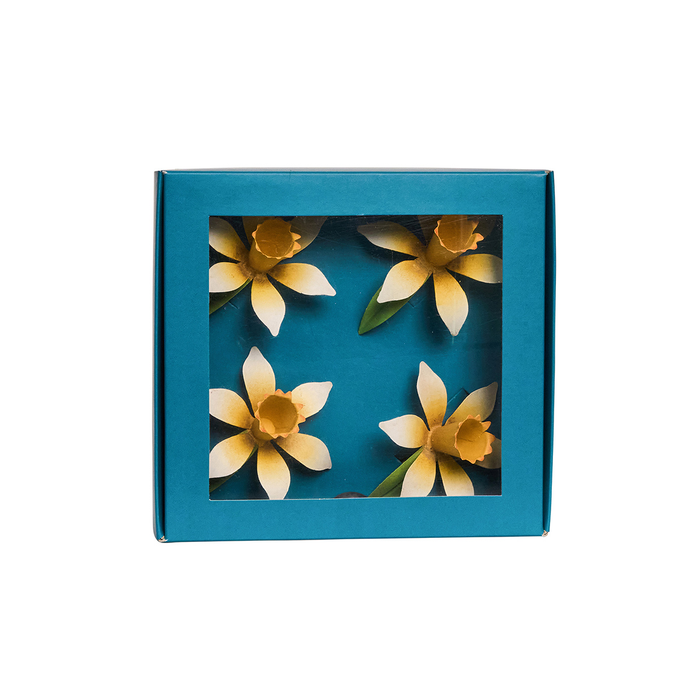 Blue box with yellow daffodil napkin rings
