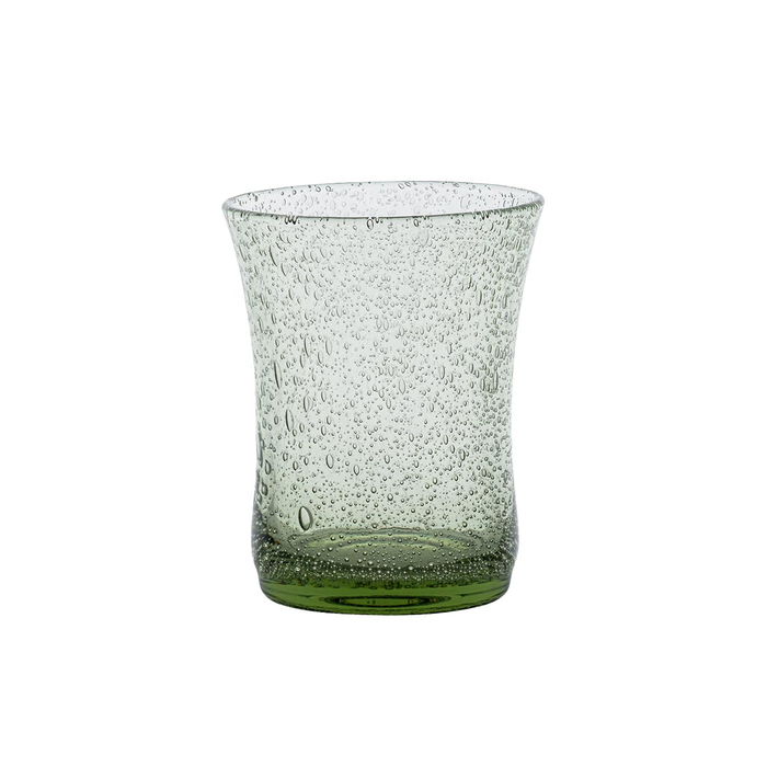 Green glass tumbler with bubble texture