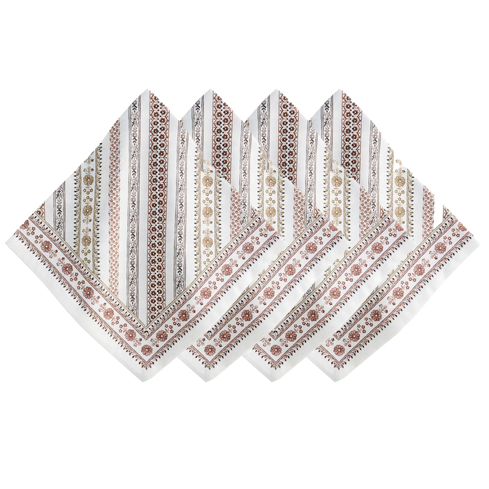 Set of white and brown floral patterned napkins