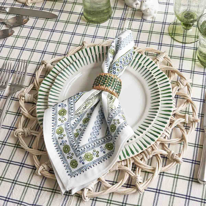 Juliska Seville Green Stripe Napkin on a place setting