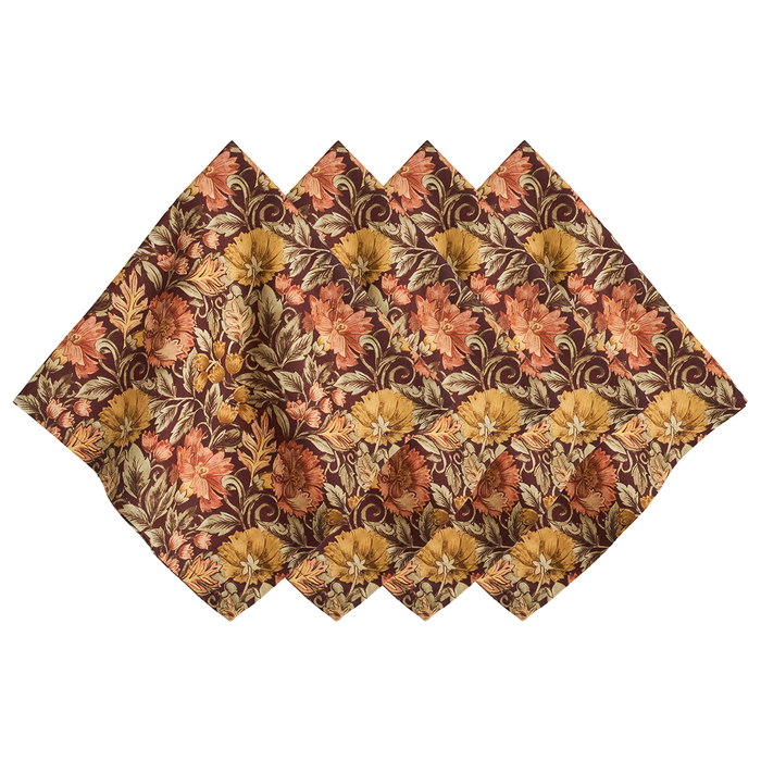Set of four floral autumn patterned napkins