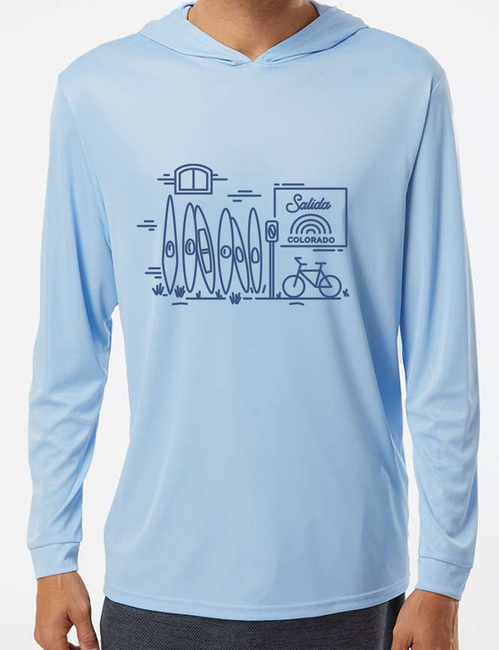Kids Salida Kayak Sun Shirt Hoodie - UPF 50+ Lt Blue