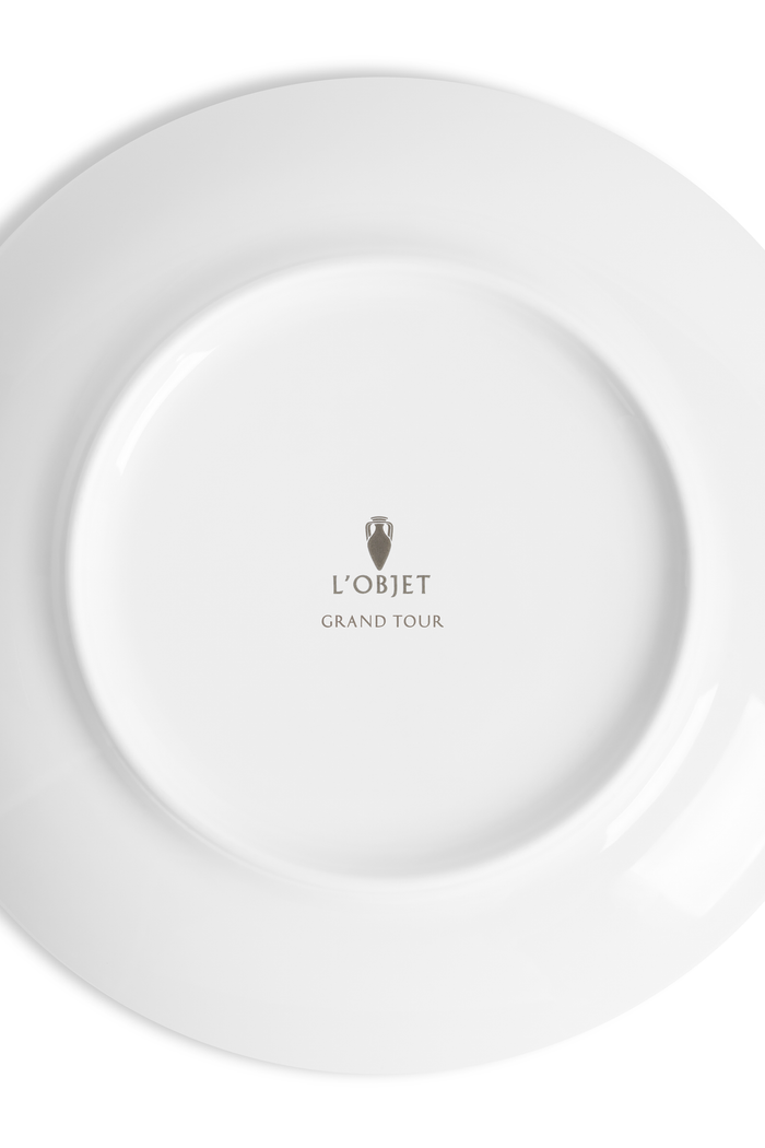 White plate with 'L'Objet Grand Tour' logo