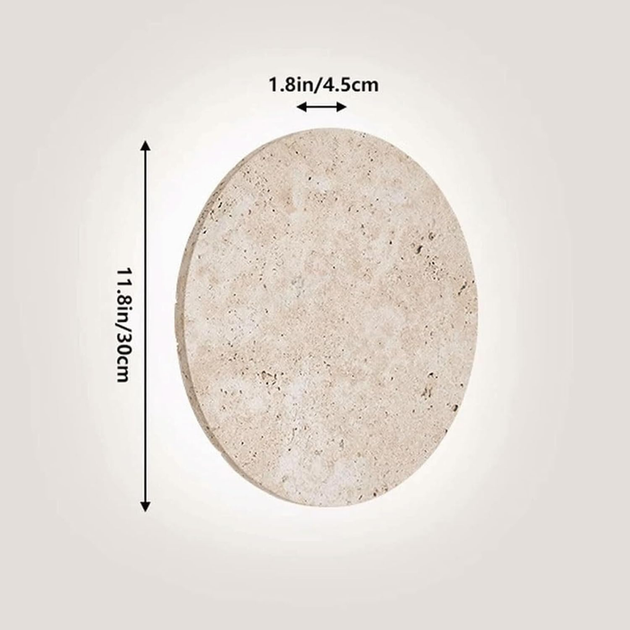 Lunaro Travertine Round Wall Sconce – Natural Stone LED Wall Light with Soft Halo Glow