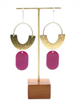 Magenta Resin Arc Earrings