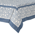 Floral patterned tablecloth with blue border