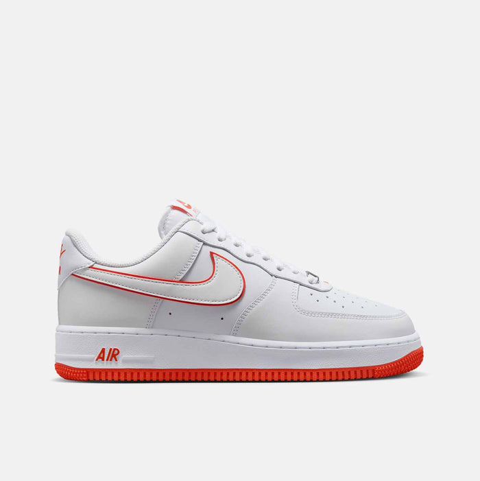 Side view of the Men's Nike Air Force 1 '07 Low ' White Picante Red'.