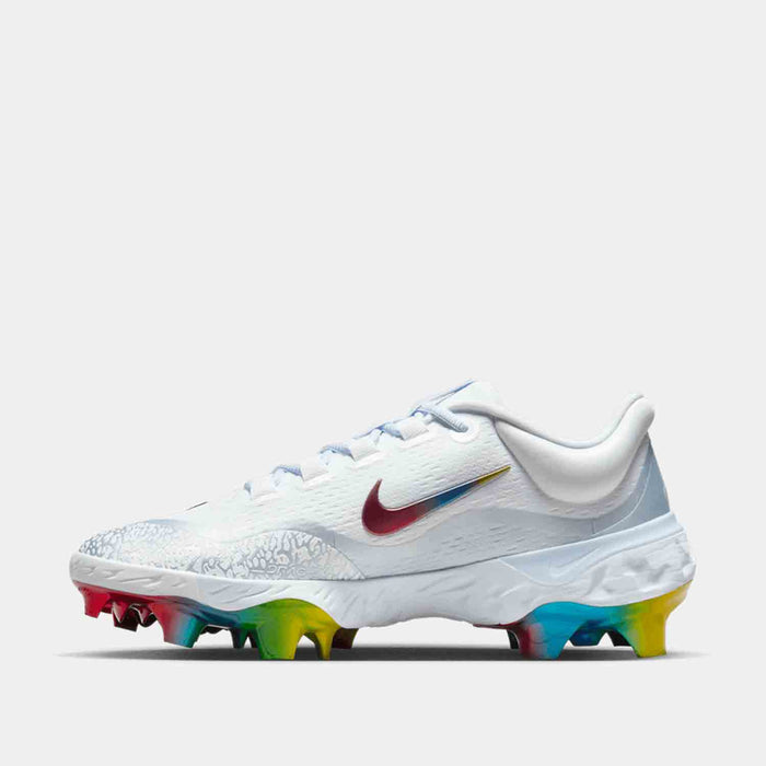 Side medial view of the Men's Alpha Huarache Elite 4 Low MCS Baseball Cleats.
