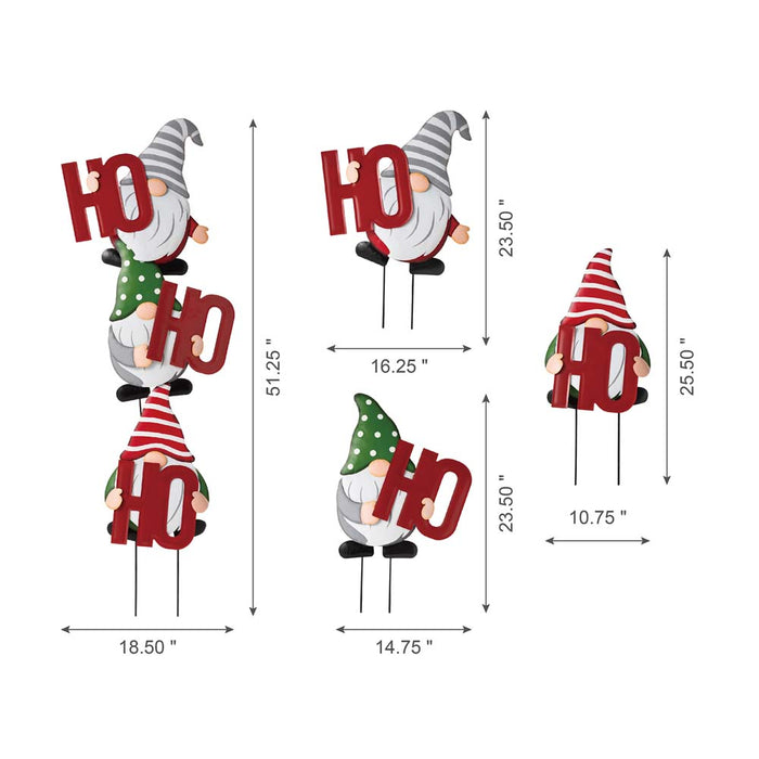 Metal "HOHOHO" Gnome Stake or Wall Décor (Two Functions)
