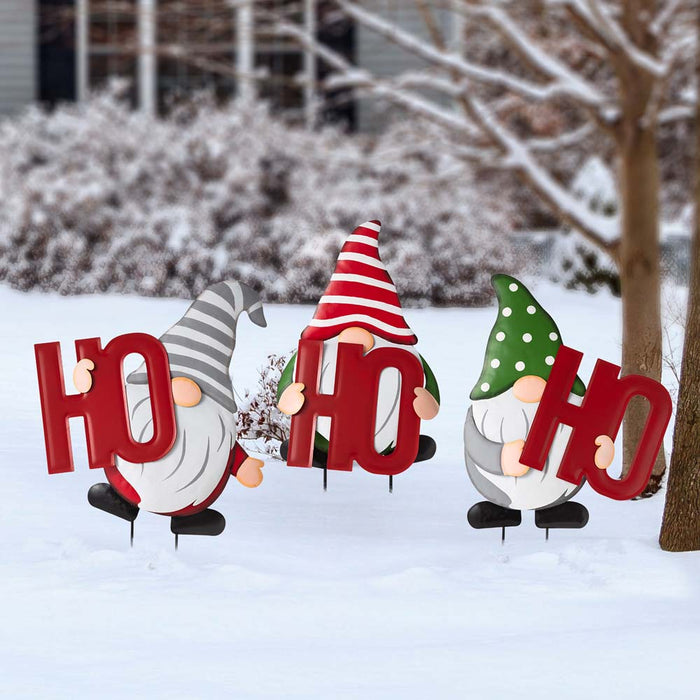 Metal "HOHOHO" Gnome Stake or Wall Décor (Two Functions)