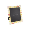 A gold-colored metal photo frame with a floral pattern, featuring a black center panel with the Michael Aram logo.