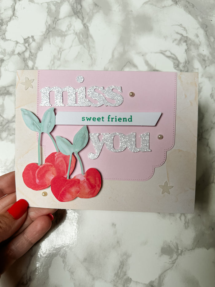 Miss You Sweet Friend Cherries Greeting Card