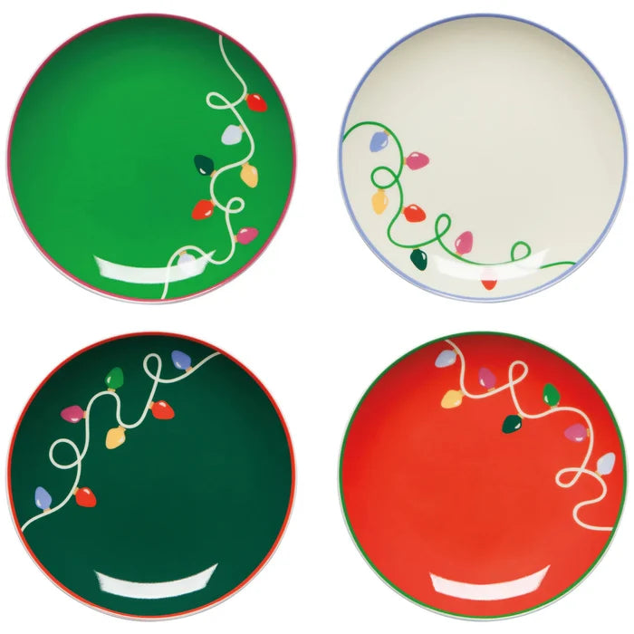 NOW Designs Appetizer Plates (Set of 4): Holiday Glow