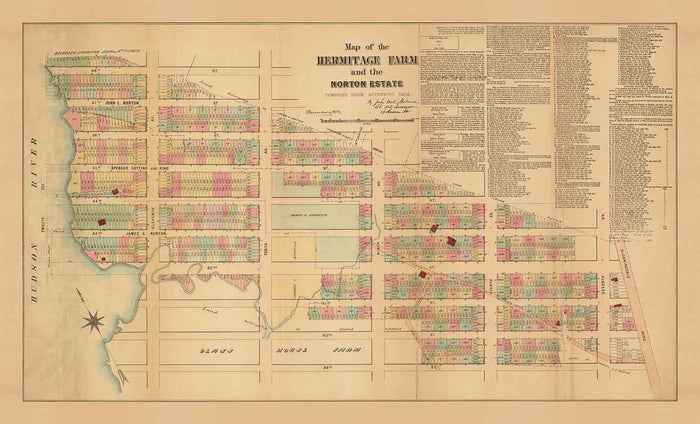 Old Map of Hell's Kitchen & Midtown West, NYC 1872 - Clinton, Manhattan Streets, Heritage Farm, 39th to 48th St