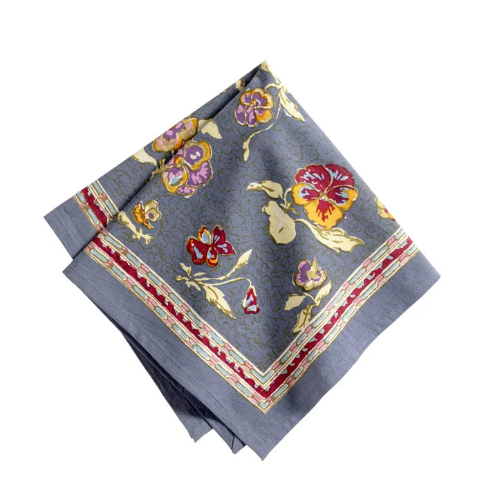 dusty blue floral patterned napkins