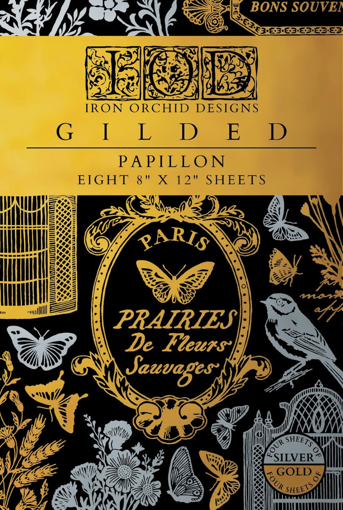 Papillon Gilded Foil 8x 12 transfer set