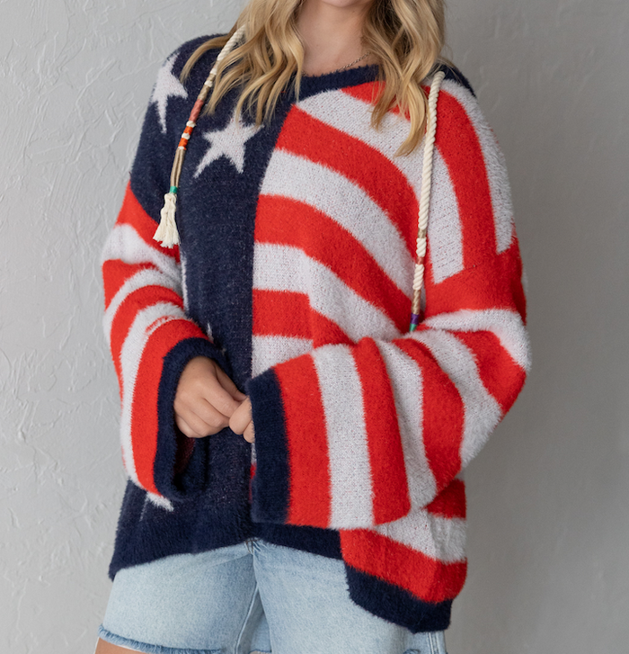 POL Navy Multi Sweater