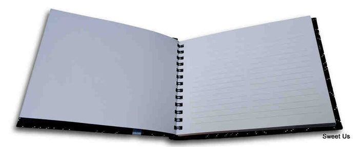 Handcrafted Recycled Paper Floral Book, Journal, Wedding Book, Photo Album Black - Sweet Us