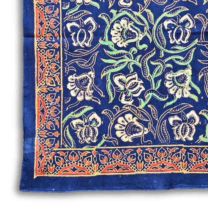 Riviera Petals Lightweight Floral Cotton Scarf — Azure Odyssey