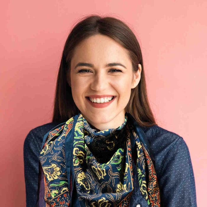Riviera Petals Lightweight Floral Cotton Scarf — Azure Odyssey