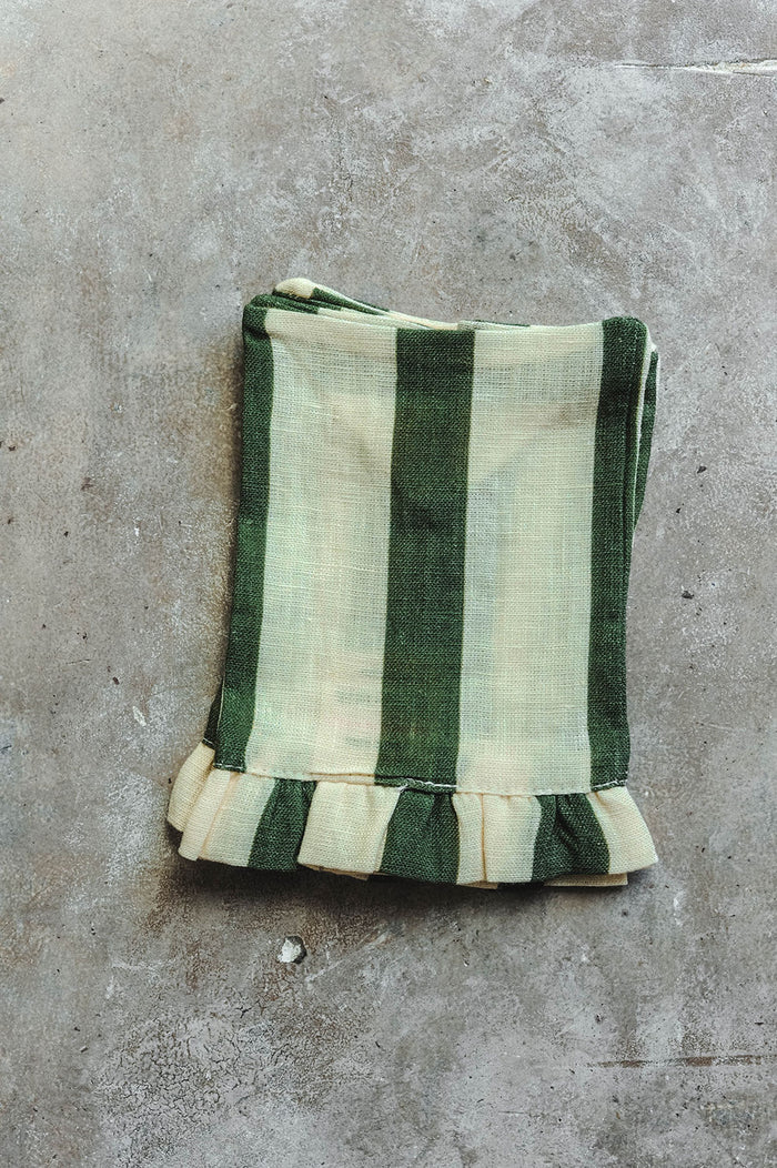 Ruffle Linen Tissue Cover - Olive